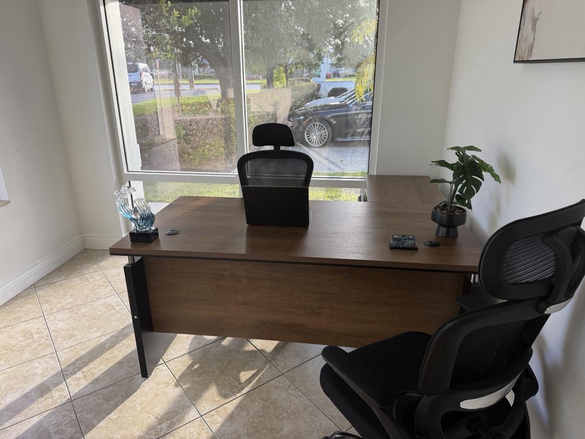 Office desk with natural light from the front windows